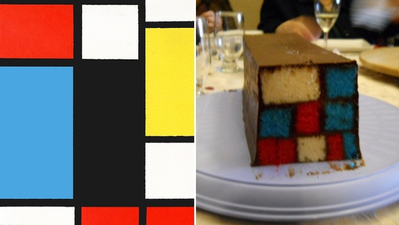 Let Them Eat Mondrian Cake | Mondrian by Piet Mondrian/Alamy Stock Photo & Twitter/@KynoaTartine