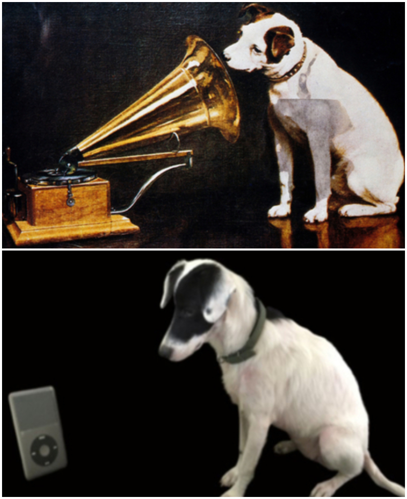 Creativity Around the World | His masters voice by Francis Barraud/Alamy Stock Photo & Twitter/@RachelForrest