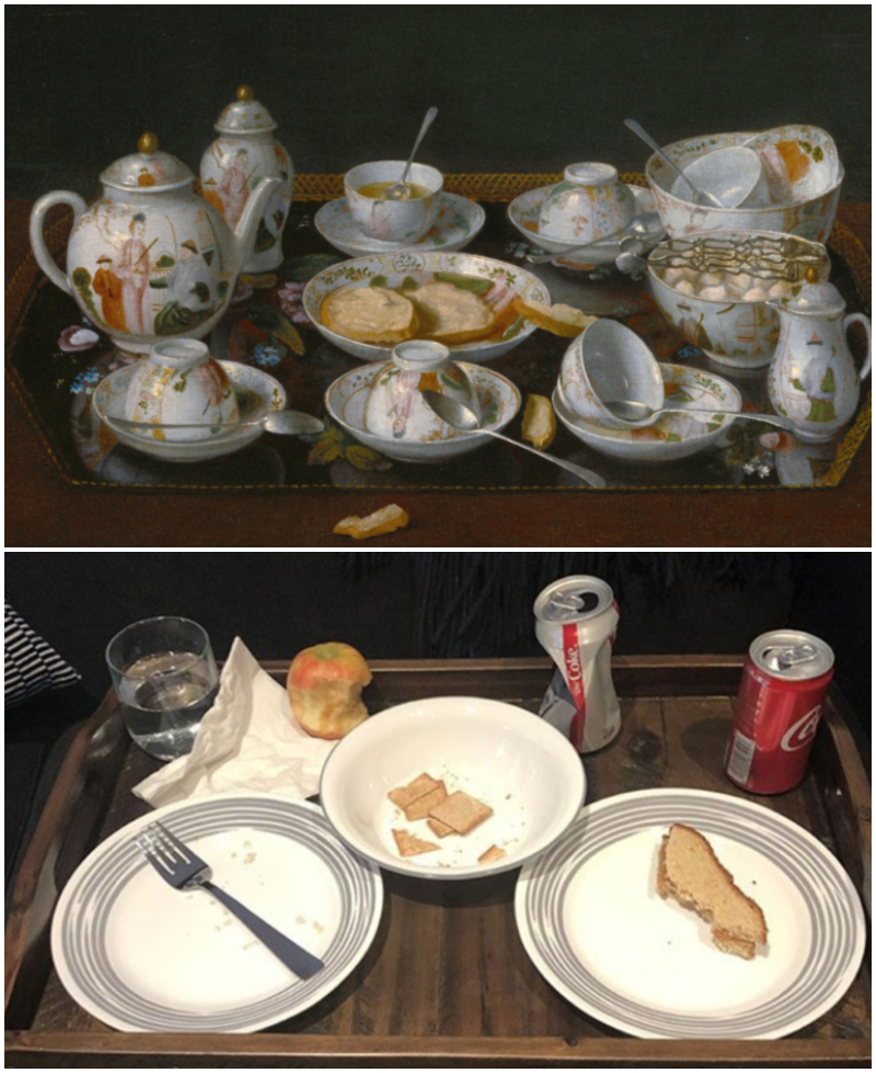 Snacks | Still Life Tea Set by Jean-Étienne Liotard/Alamy Stock Photo & Twitter/@GettyMuseum 