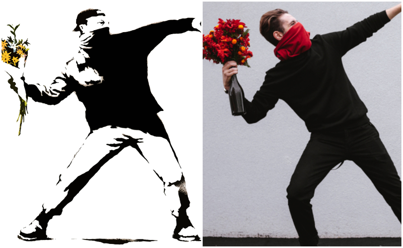 Flower Bomber | Artist Banksy/Alamy Stock Photo & Shutterstock