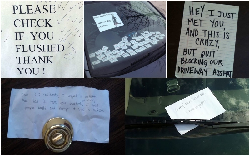 Funniest Notes People Have Written to Complete Strangers | Imgur.com/Bierrr & vladrichdemaclant & blakin & HarveyDented & Calypsos