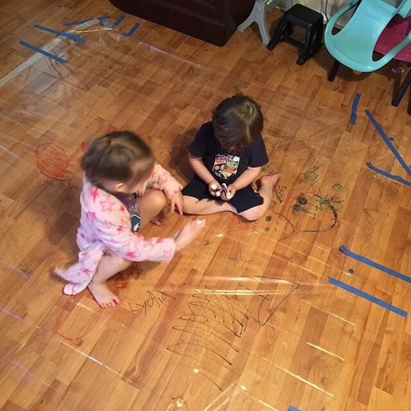 Turn Your Floor into a Drawing Board | Instagram/@parenthacks