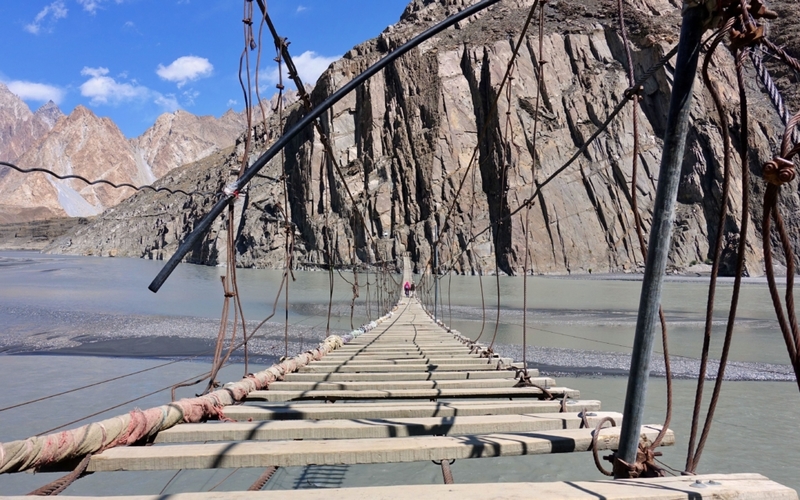 Hussaini Hanging Bridge, Pakistan | Alamy Stock Photo by shinyoung park