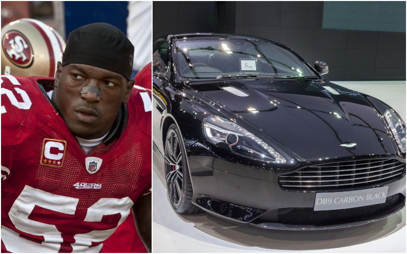 Patrick Willis – Aston Martin DB9, Estimated $200K | Alamy Stock Photo by Zuma Press, Inc./Al Golub/ZUMA Wire/Alamy Live News & hadkhanong/Shutterstock