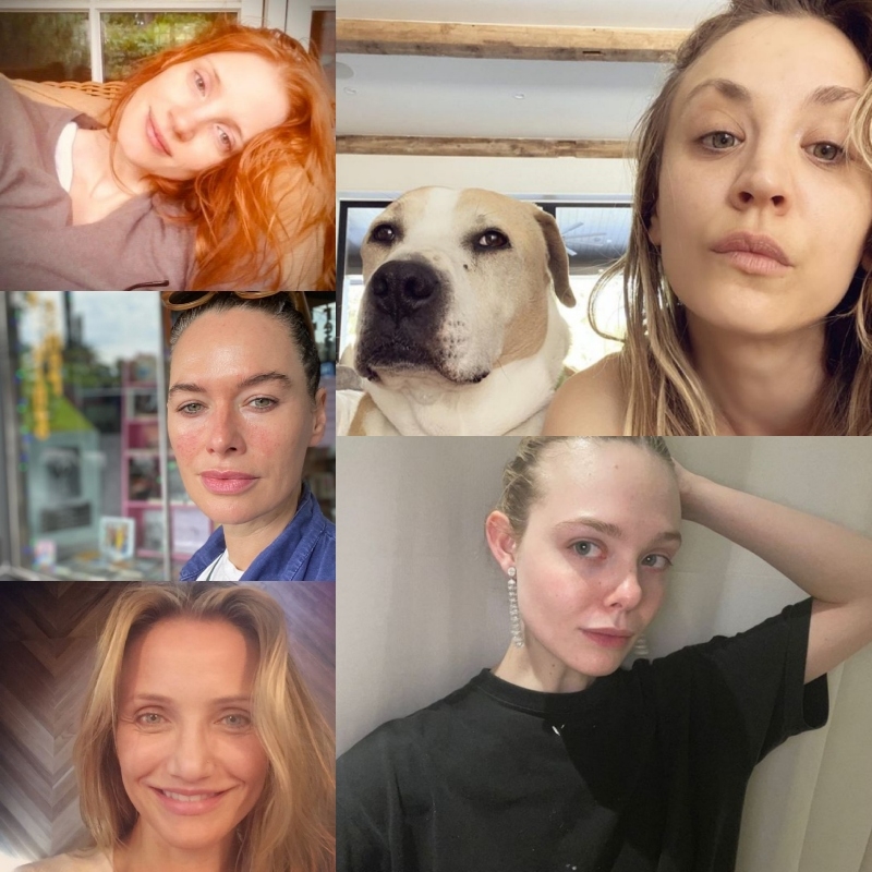 Más celebridades que se ven impresionantes sin maquillaje | Instagram/@jessicachastain & @iamlenaheadey & @camerondiaz & @kaleycuoco & @ellefanning