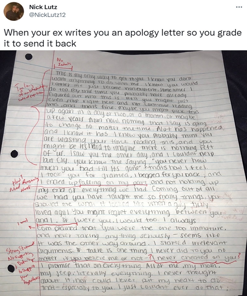 A Failed Essay | Twitter/@NickLutz12