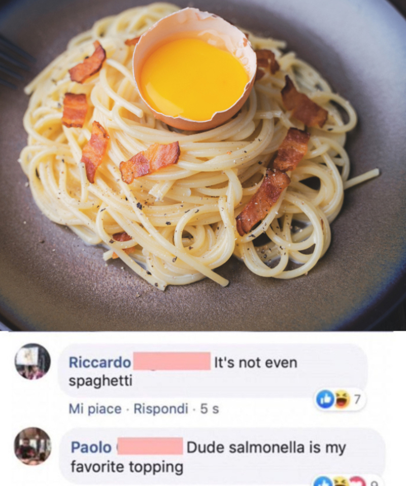 A Carbonara Mess | Shutterstock & Twitter/@ItalianComments