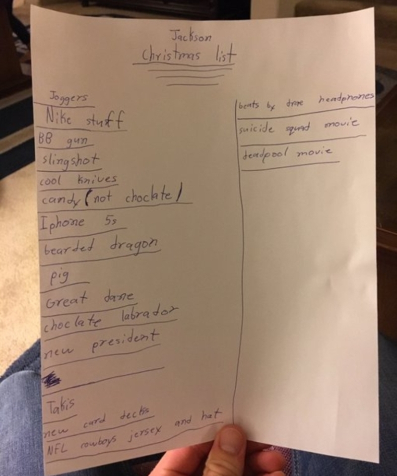 When Even Christmas Wish Lists Are Political | Twitter/@gnarlaycharlay