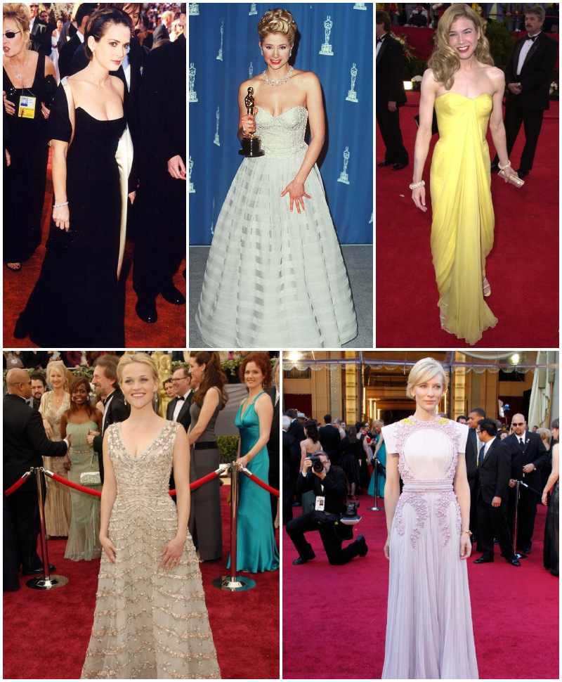 Timeless Oscar Outfits | Getty Images Photo by Jeff Kravitz/FilmMagic, Inc & Steve Granitz/WireImage & Steve Granitz Archive 1/WireImage & Kevin Mazur/WireImage & Jeff Vespa