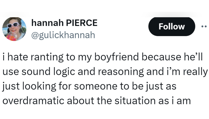 Sorry for Using Logic, Babe | Twitter/@gulickhannah