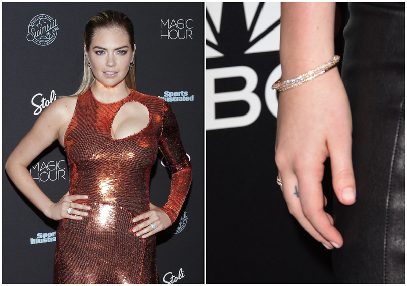 Kate Upton Wears Her Faith on Her Finger | Alamy Stock Photo by John Angelillo/UPI & Getty Images Photo by Jason Merritt