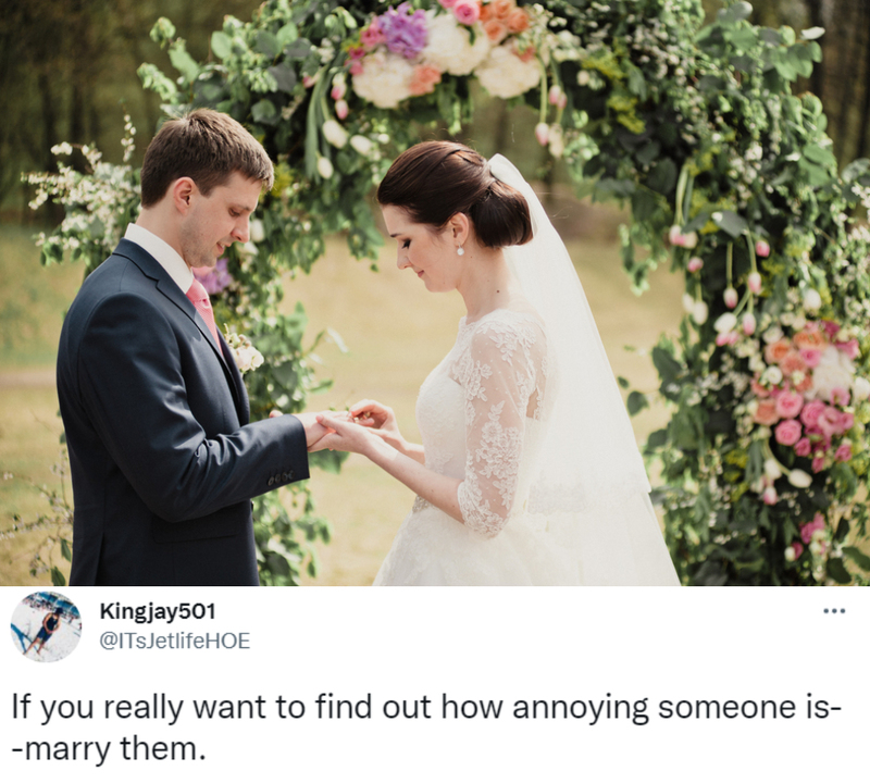 Uma boa razão para se casar | Shutterstock & Twitter/@ITsJetlifeHOE