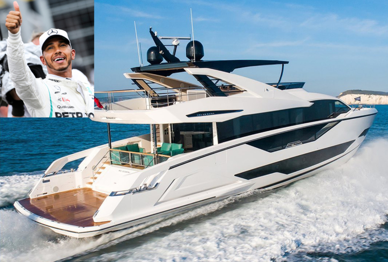 Lewis Hamilton no corre en el mar | Instagram/@sunseeker_int & Shutterstock