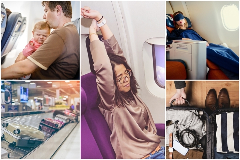 Smart Hacks to Survive Long-Haul Flights: Part 3 | Shutterstock Photo by Noey smiley & Irina Wilhauk & hedgehog94 & kudla & Travel man