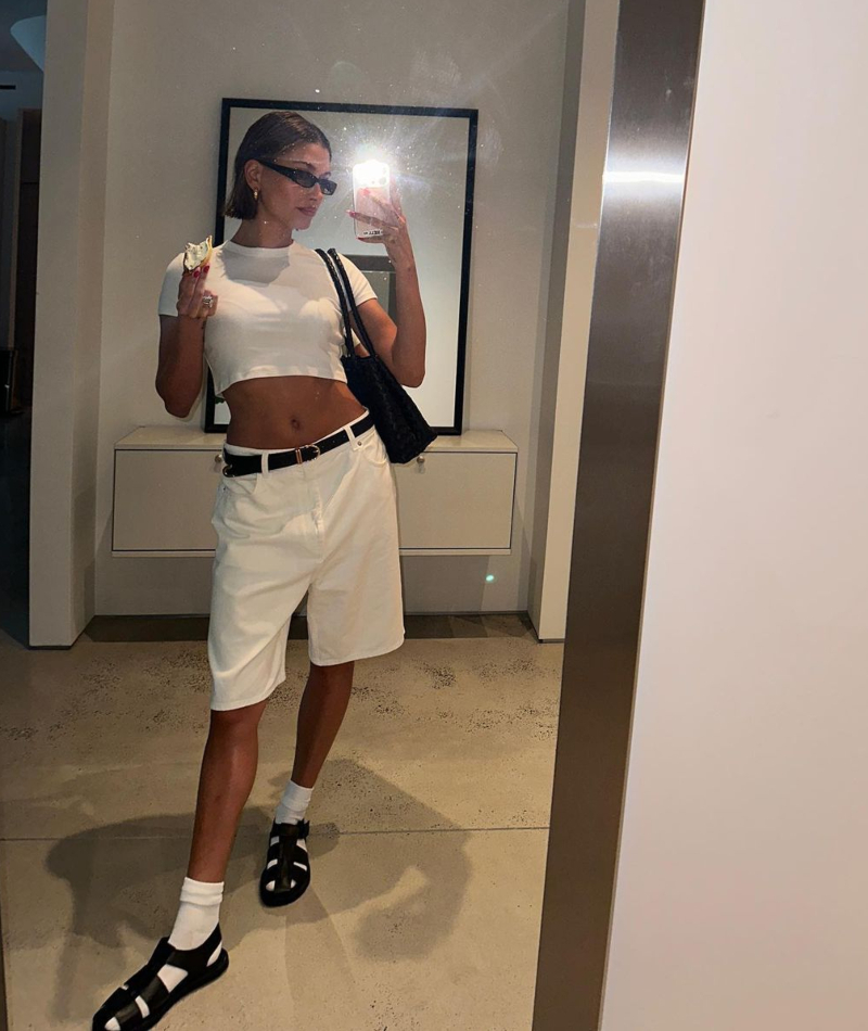 She Makes Socks with Sandals Look Cool | Instagram/@haileybieber