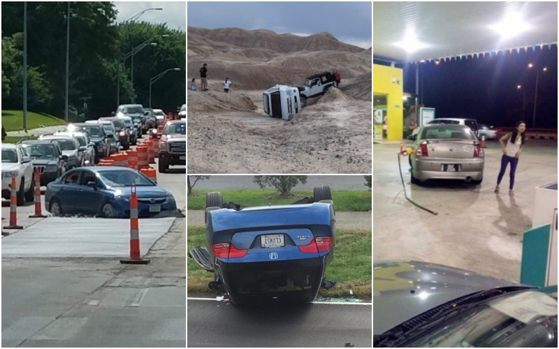 These Drivers Are Having a Worse Day Than Yours: Part 2 | Imgur.com/KristenMosuch & Twitter/@llaurenmmhh & Imgur.com/2qgEeWK & Reddit.com/Zanzibear